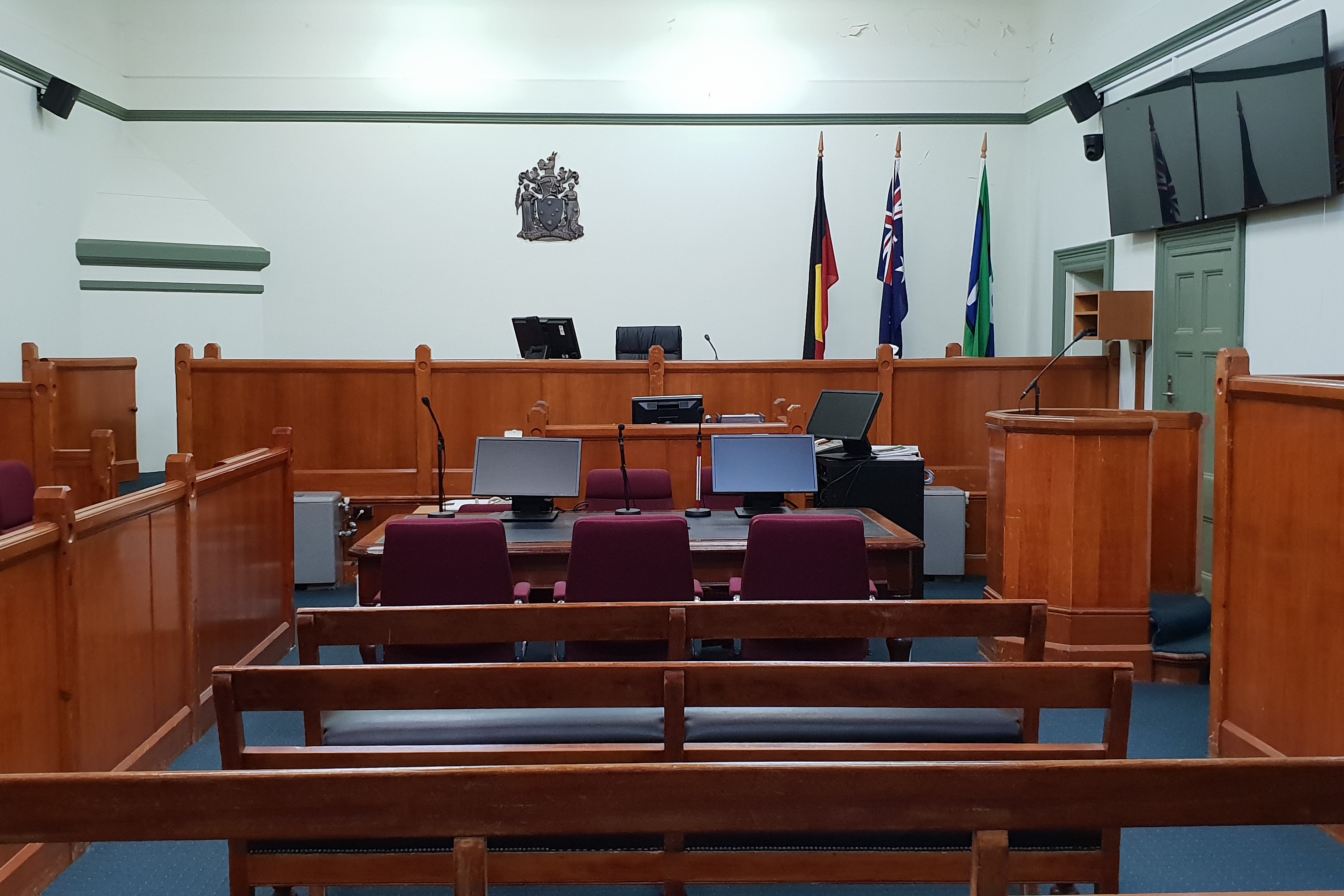 Courtroom inside Hamilton Magistrates' Court